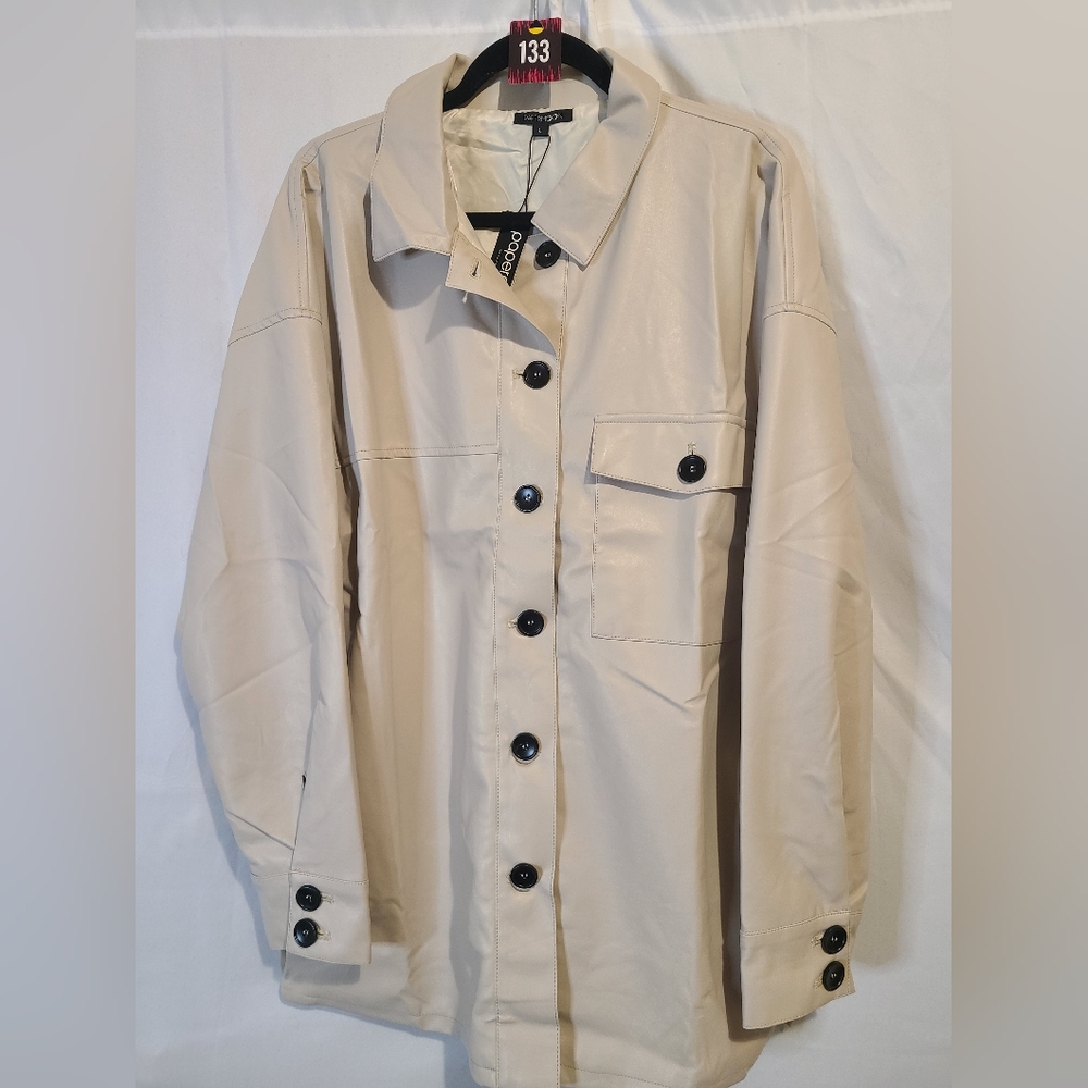 PAPERMOON NWT L Faux Leather Cream Shaket 133
